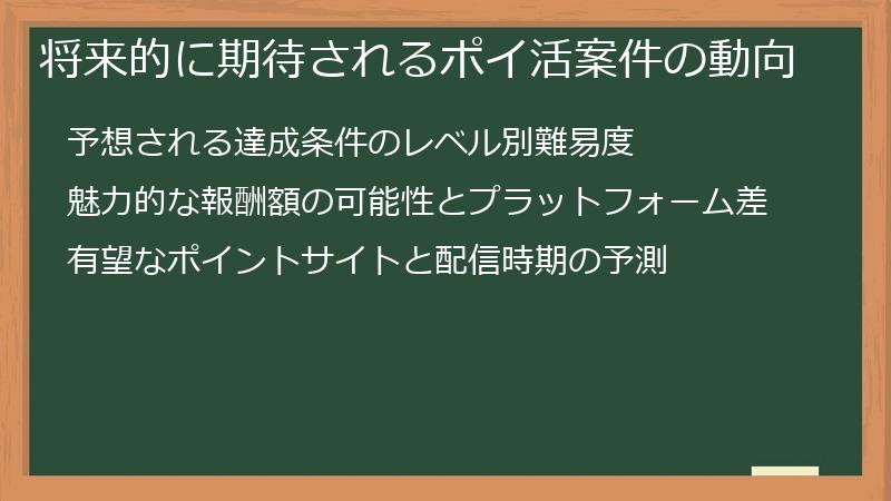 将来的に期待されるポイ活案件の動向