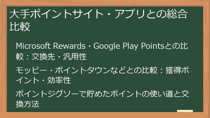 大手ポイントサイト・アプリとの総合比較