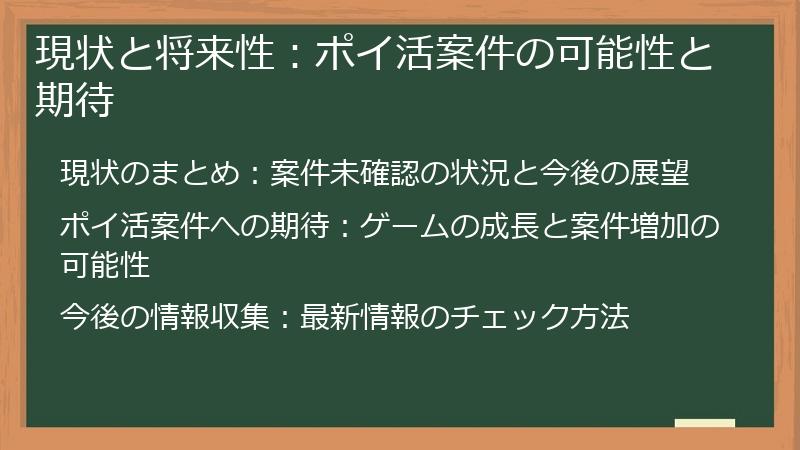 現状と将来性：ポイ活案件の可能性と期待