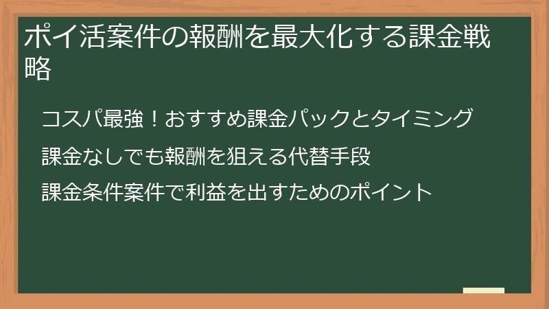 ポイ活案件の報酬を最大化する課金戦略
