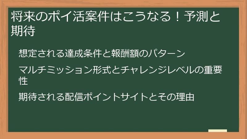将来のポイ活案件はこうなる！予測と期待