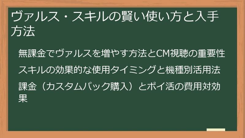 ヴァルス・スキルの賢い使い方と入手方法
