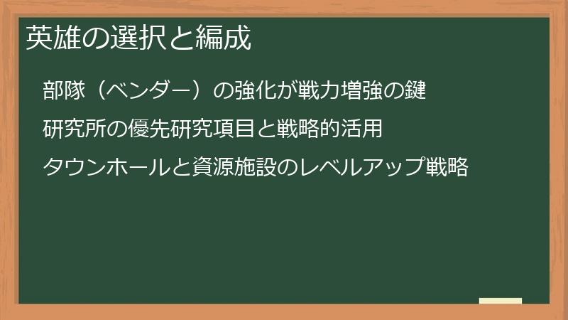 英雄の選択と編成
