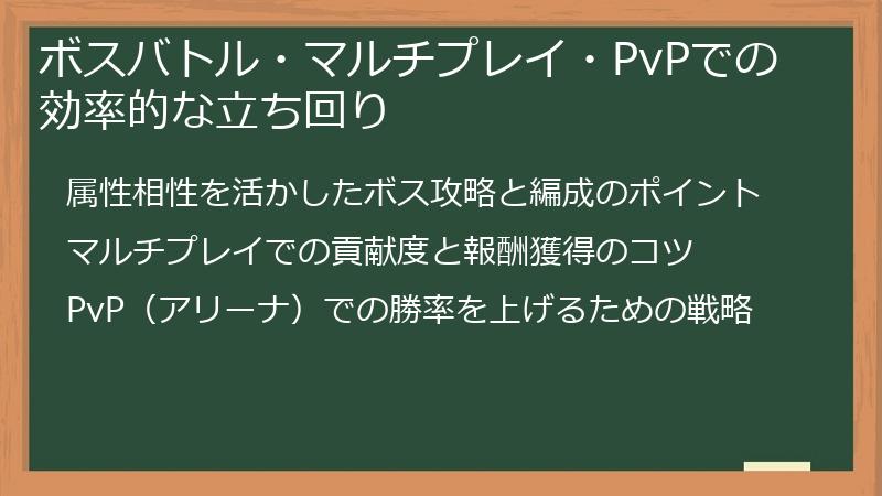 ボスバトル・マルチプレイ・PvPでの効率的な立ち回り