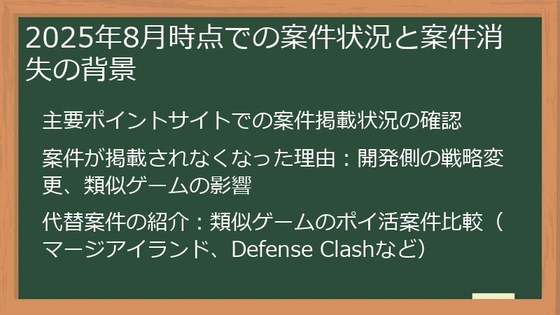 2025年8月時点での案件状況と案件消失の背景