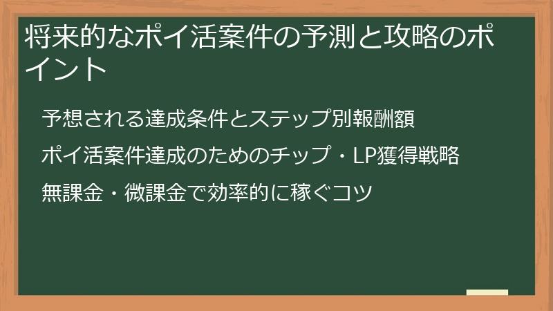 将来的なポイ活案件の予測と攻略のポイント