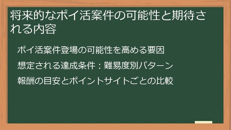 将来的なポイ活案件の可能性と期待される内容