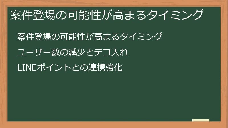 案件登場の可能性が高まるタイミング