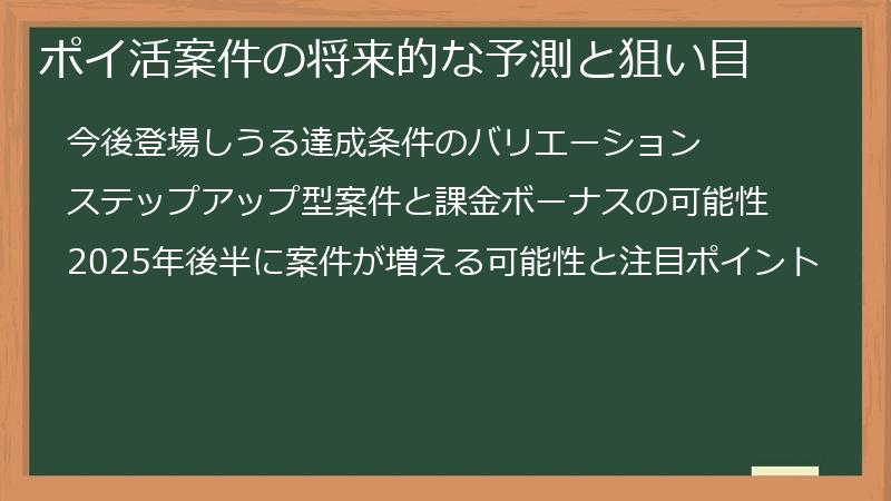 ポイ活案件の将来的な予測と狙い目