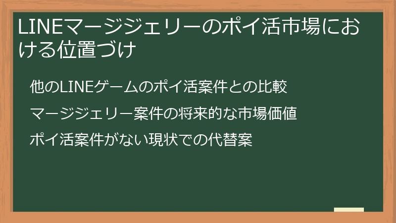 LINEマージジェリーのポイ活市場における位置づけ