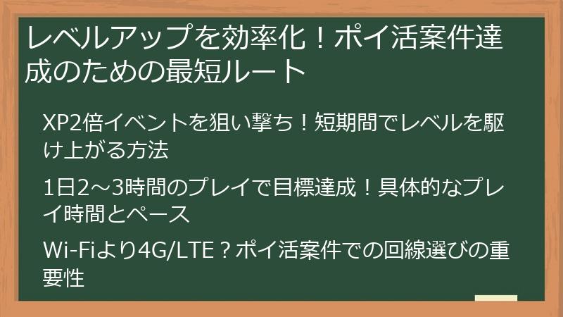 レベルアップを効率化！ポイ活案件達成のための最短ルート