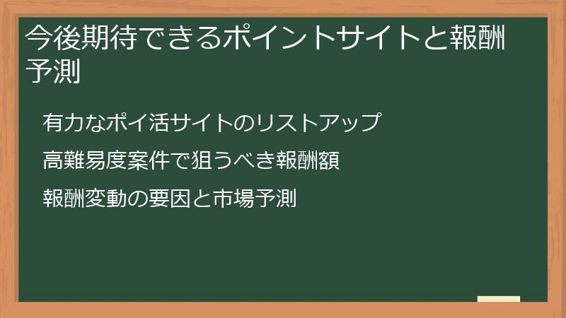 今後期待できるポイントサイトと報酬予測