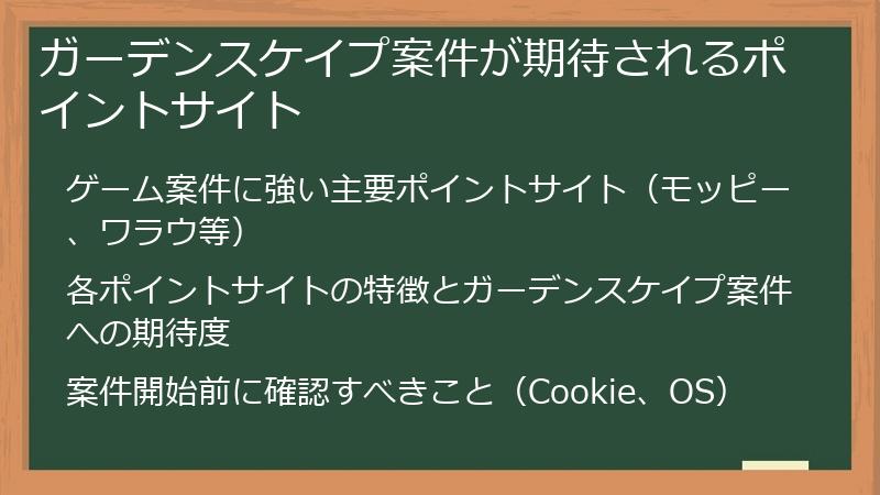 ガーデンスケイプ案件が期待されるポイントサイト