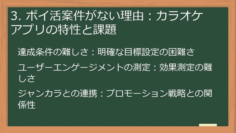 3. ポイ活案件がない理由：カラオケアプリの特性と課題