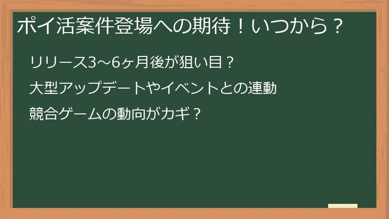 ポイ活案件登場への期待！いつから？