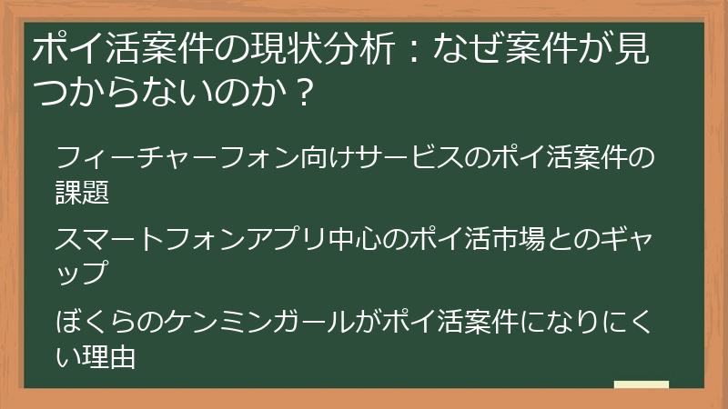 ポイ活案件の現状分析：なぜ案件が見つからないのか？