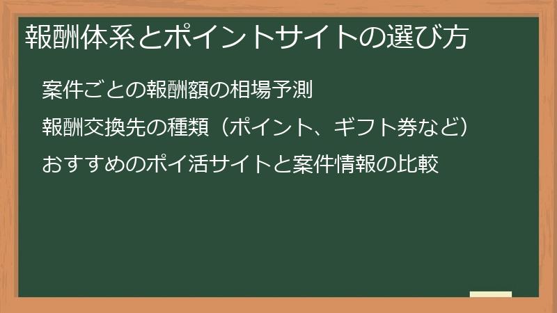報酬体系とポイントサイトの選び方