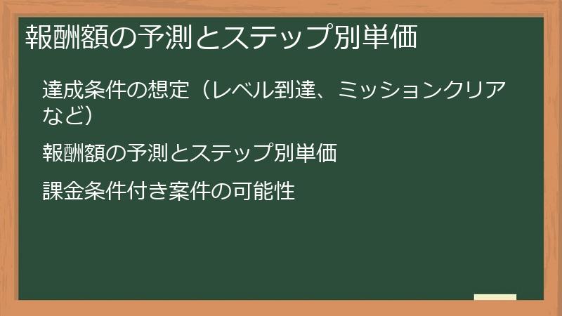 報酬額の予測とステップ別単価