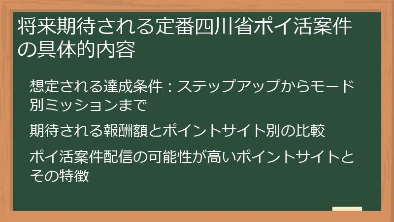 将来期待される定番四川省ポイ活案件の具体的内容