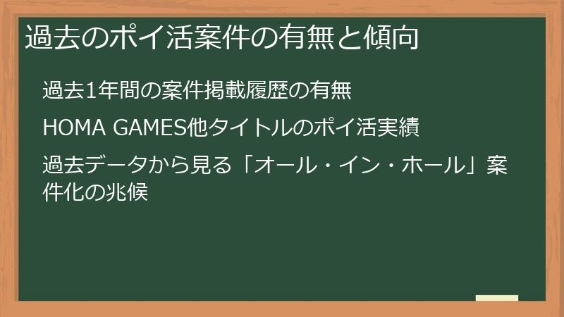 過去のポイ活案件の有無と傾向
