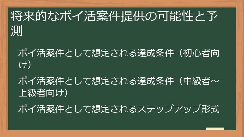 将来的なポイ活案件提供の可能性と予測