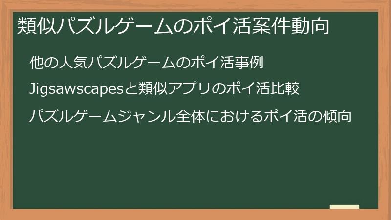類似パズルゲームのポイ活案件動向