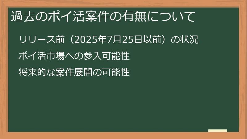 過去のポイ活案件の有無について