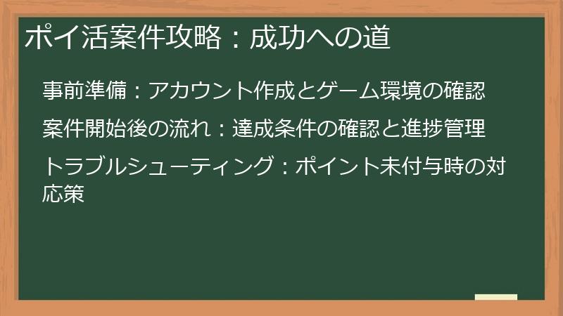 ポイ活案件攻略：成功への道
