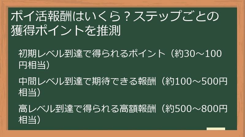 ポイ活報酬はいくら？ステップごとの獲得ポイントを推測