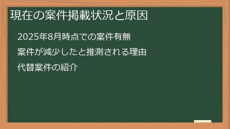 現在の案件掲載状況と原因