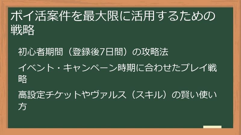ポイ活案件を最大限に活用するための戦略