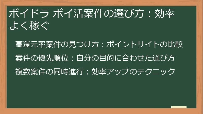 ボイドラ ポイ活案件の選び方：効率よく稼ぐ
