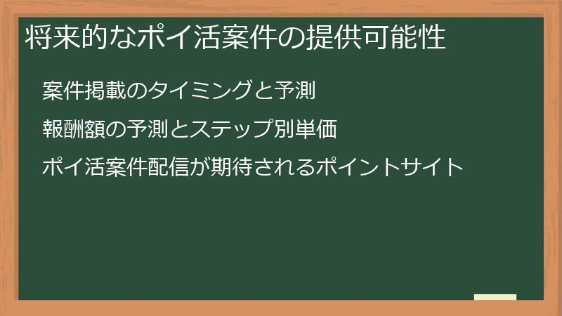 将来的なポイ活案件の提供可能性