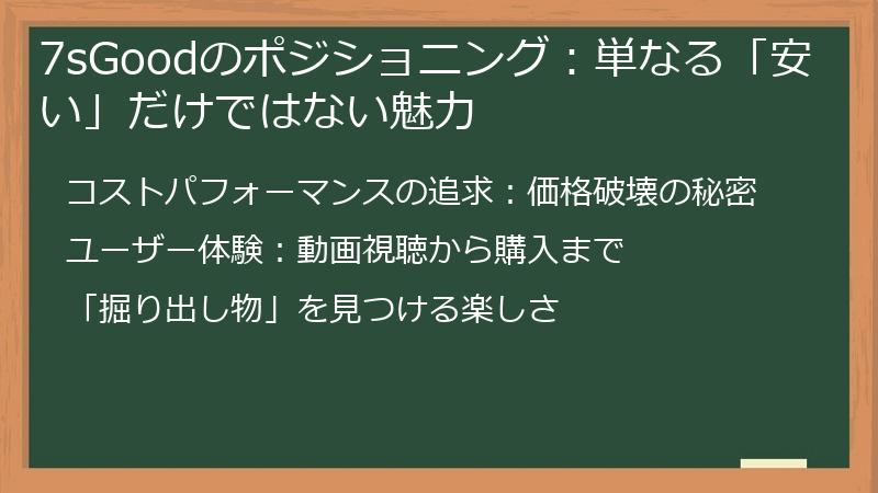 7sGoodのポジショニング：単なる「安い」だけではない魅力