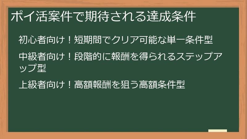 ポイ活案件で期待される達成条件