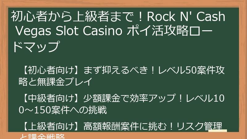 初心者から上級者まで！Rock N' Cash Vegas Slot Casino ポイ活攻略ロードマップ