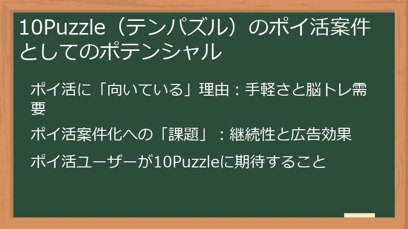 10Puzzle（テンパズル）のポイ活案件としてのポテンシャル