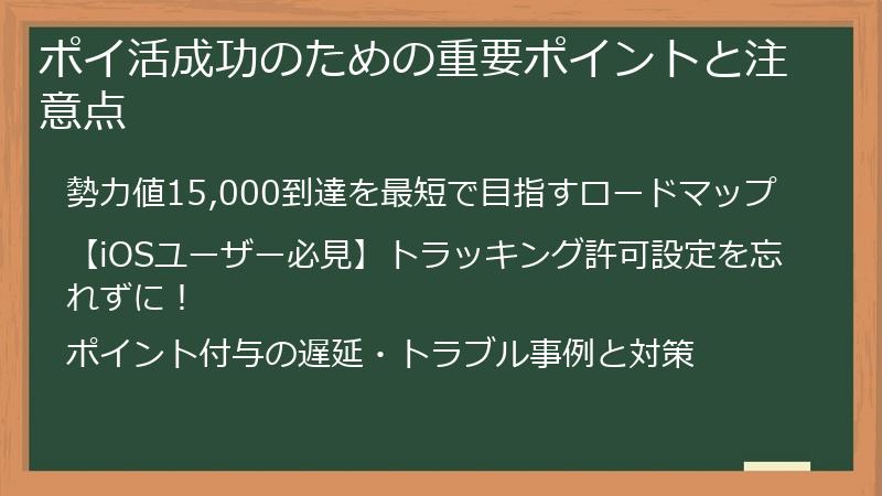 ポイ活成功のための重要ポイントと注意点