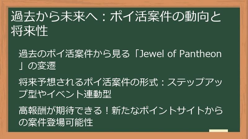 過去から未来へ：ポイ活案件の動向と将来性