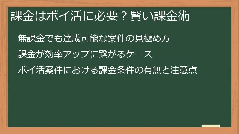 課金はポイ活に必要？賢い課金術