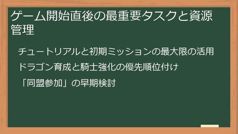 ゲーム開始直後の最重要タスクと資源管理