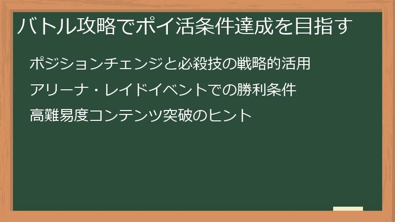 バトル攻略でポイ活条件達成を目指す