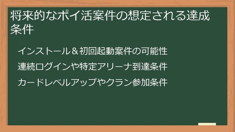 将来的なポイ活案件の想定される達成条件