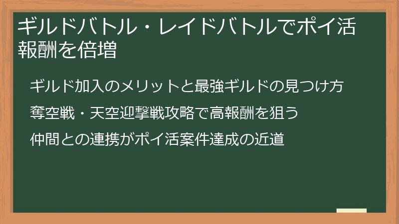 ギルドバトル・レイドバトルでポイ活報酬を倍増
