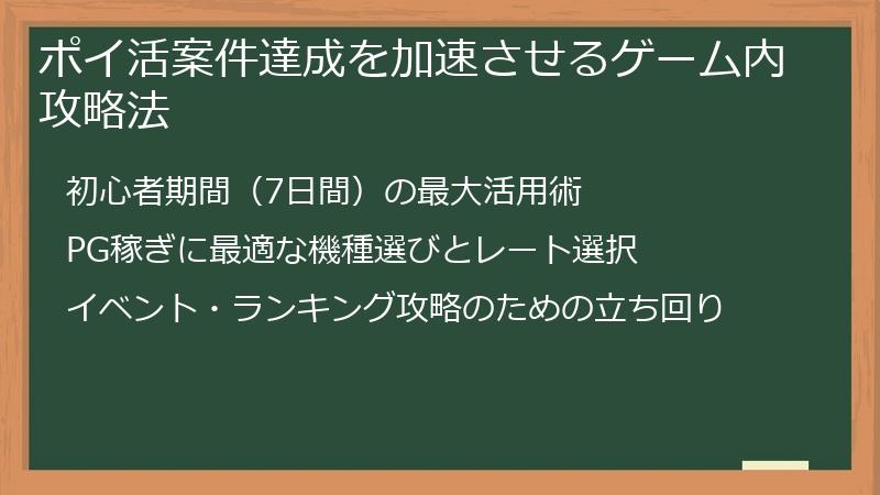 ポイ活案件達成を加速させるゲーム内攻略法