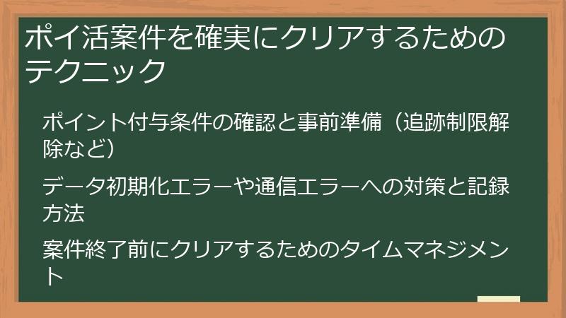 ポイ活案件を確実にクリアするためのテクニック