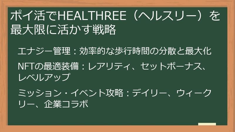 ポイ活でHEALTHREE（ヘルスリー）を最大限に活かす戦略