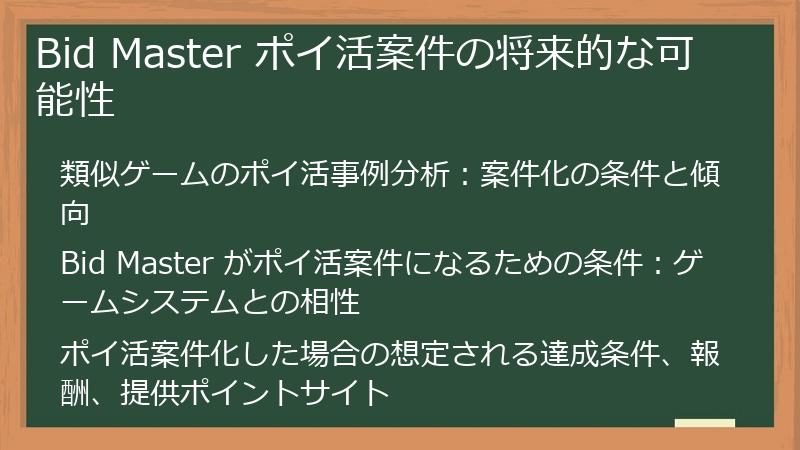 Bid Master ポイ活案件の将来的な可能性