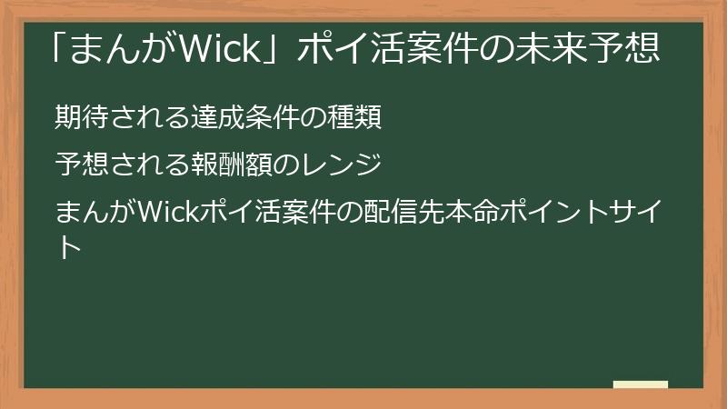 「まんがWick」ポイ活案件の未来予想