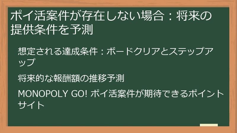 ポイ活案件が存在しない場合：将来の提供条件を予測